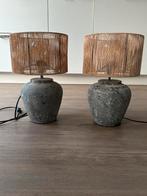 2 robuuste stenen lampen, met of zonder kap, Huis en Inrichting, Ophalen, Zo goed als nieuw, Grijs, Rond