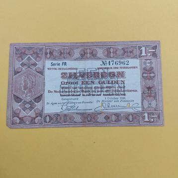 1 Gulden Zilverbon uit 1938 in PR beschikbaar voor biedingen
