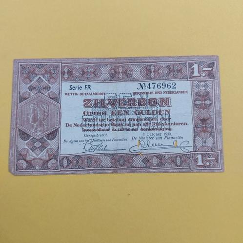 1 Gulden Zilverbon uit 1938 in PR, Postzegels en Munten, Bankbiljetten | Nederland, Los biljet, 1 gulden, Ophalen of Verzenden