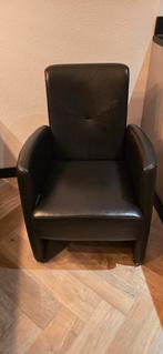 Luxe Zwarte Lederen Eetkamerstoel 2 stuks, Huis en Inrichting, Ophalen of Verzenden, Zo goed als nieuw, Leer