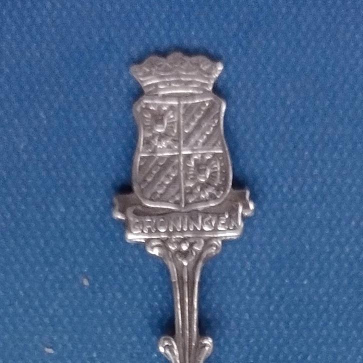 verzilverd lepeltje provincie Groningen (HH 90). D.E., Antiek en Kunst, Antiek | Bestek, Ophalen of Verzenden
