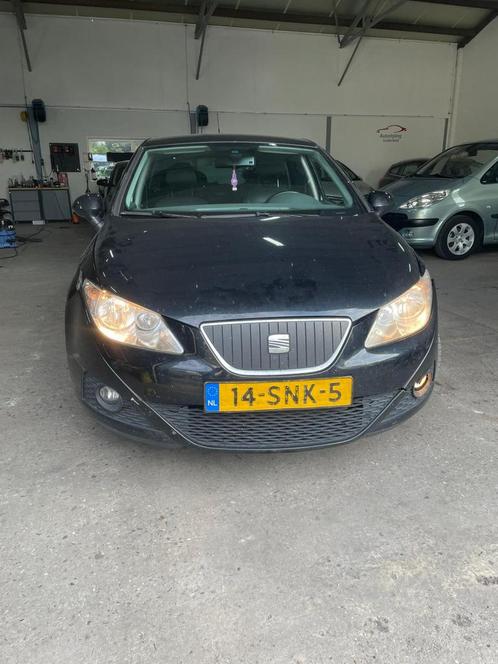 Seat Ibiza 1.2 TDI Ecomotive 2011 Zwart Leer, Auto diversen, Schadeauto's, Handgeschakeld, Diesel, Hatchback, Zwart, Ophalen