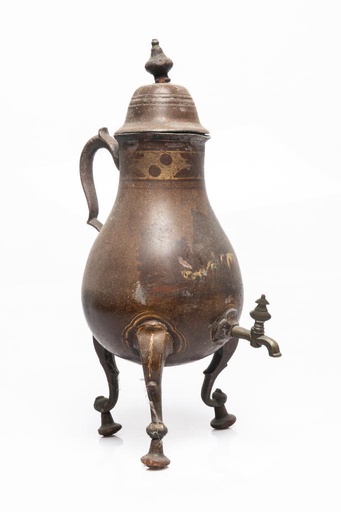 Antieke Tinnenkan met Kraan, Antiek en Kunst, Antiek | Koper en Brons, Brons, Ophalen of Verzenden