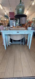 Leuk blauw sidetable met vogeldecoratie 120 x 35, Huis en Inrichting, Tafels | Sidetables, Gebruikt, Minder dan 50 cm, Ophalen of Verzenden