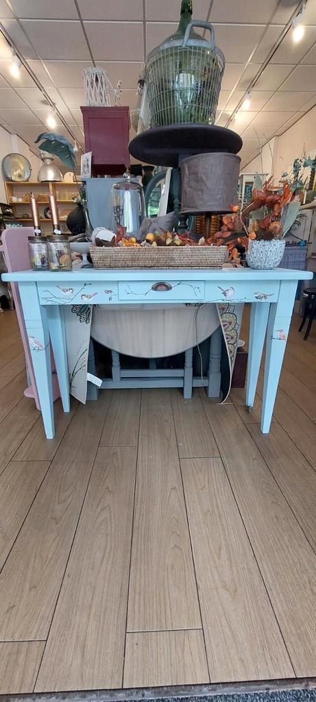 Leuk blauw sidetable met vogeldecoratie 120 x 35, Huis en Inrichting, Tafels | Sidetables, Gebruikt, 25 tot 50 cm, Minder dan 50 cm