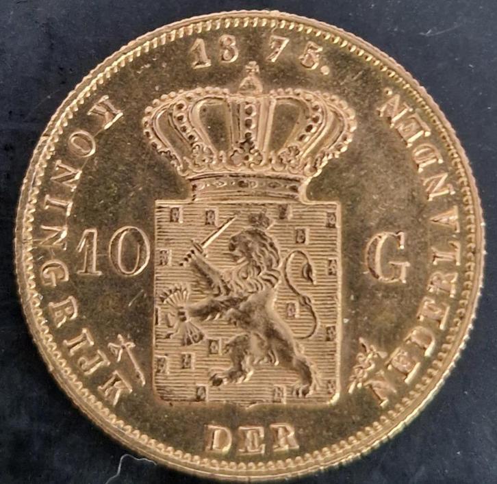 Nederland 1875 - gouden 10 gulden - Willem lll, Postzegels en Munten, Munten | Nederland, Losse munt, 10 gulden, Koning Willem III