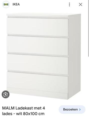 Gezocht: Ikea Malm ladenkast met 4 lades, 100x80 cm