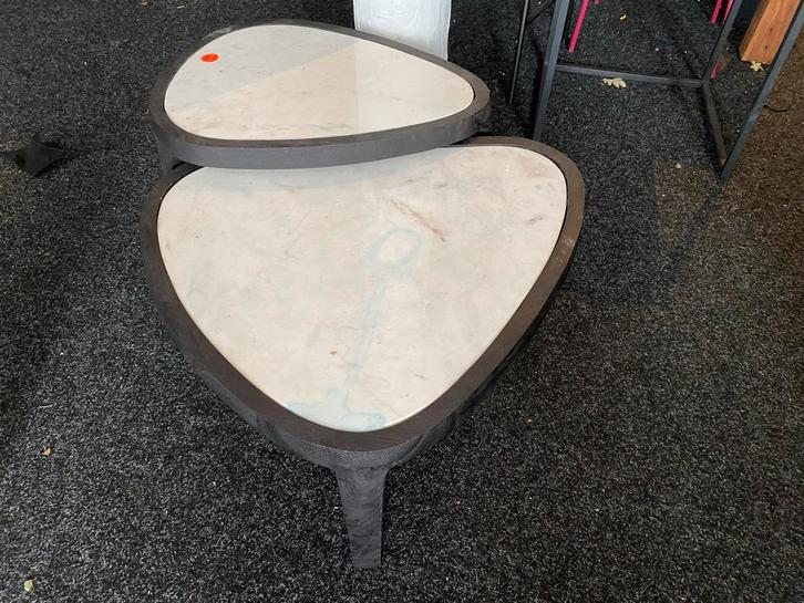 Marmeren Salontafels - Set van 2 organische vorm japandi, Huis en Inrichting, Tafels | Bijzettafels, Nieuw, Overige vormen, Minder dan 45 cm