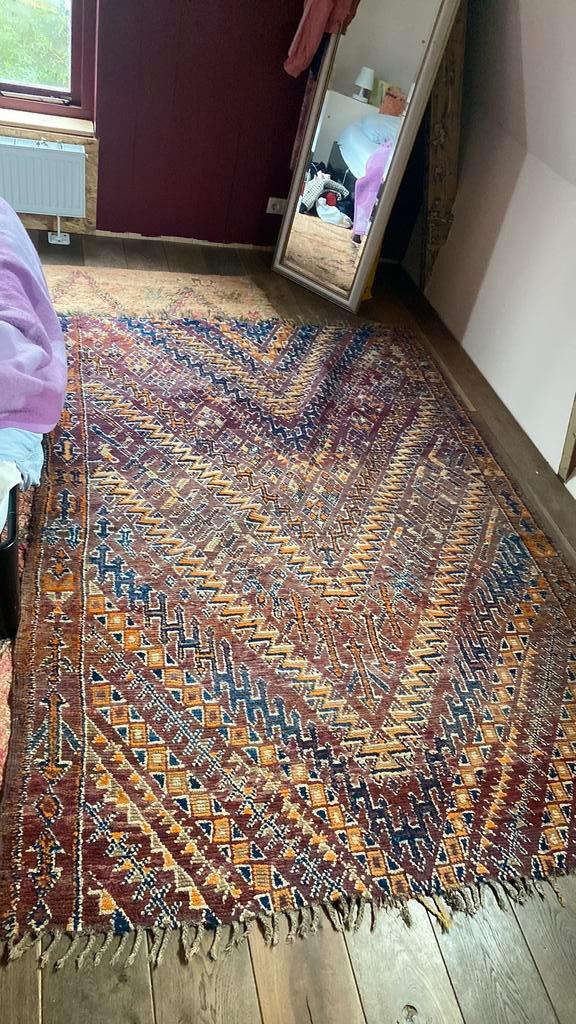 Berber boujaad handgeknoopt vloerkleed marokkaans 100% wol, Huis en Inrichting, Stoffering | Tapijten en Kleden, Zo goed als nieuw