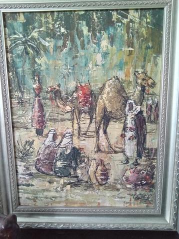 Olieverf op paneel - Arabisch tafereel beschikbaar voor biedingen