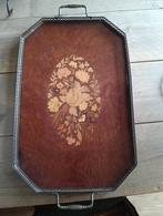 Italiaans Houten Dienblad met Intarsia en Messing, Antiek en Kunst, Ophalen of Verzenden