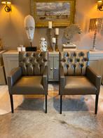 2 eetkamerstoelen eettafel luxe warm taupe €40, Huis en Inrichting, Stoelen, Ophalen, Twee, Overige kleuren, Luxe