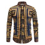 Heren barok overhemd 12 luxe gouden kamper shirt zwart blauw, Kleding | Heren, Overhemden, Verzenden, Nieuw, Zwart