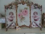 Brocante stijl barok drieluik met rozen en engelen, Ophalen of Verzenden