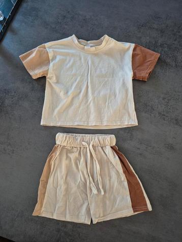 Luchtig setje set korte broek shirt korte mouwen beige bruin beschikbaar voor biedingen