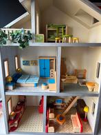 Super mooi Houten Poppenhuis met Meubels & Poppen, Ophalen, Gebruikt, Poppenhuis