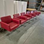 6X  NETTE ROOD LEDEREN STOELEN FAUTEUILLE MET CHROOM FRAME