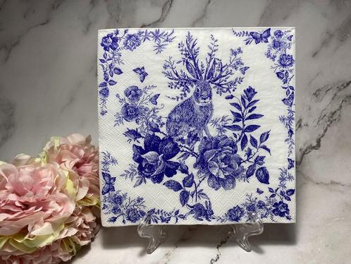 Knutsel servetten Delfts blauw haas rozen vlinder nr 650, Hobby en Vrije tijd, Knutselen, Nieuw, Materiaal, Ophalen of Verzenden