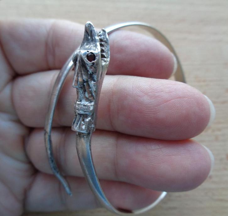 zilveren slaven armband met Chinese draak [623], Sieraden, Tassen en Uiterlijk, Armbanden, Zo goed als nieuw, Zilver, Zilver, Verzenden