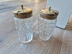 2 vintage mosterd potjes met een zilver dekseltje, Antiek en Kunst, Ophalen of Verzenden
