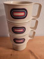 3 vintage bekers Mepal beige streep Arena jaren 70  314, Ophalen of Verzenden, Zo goed als nieuw