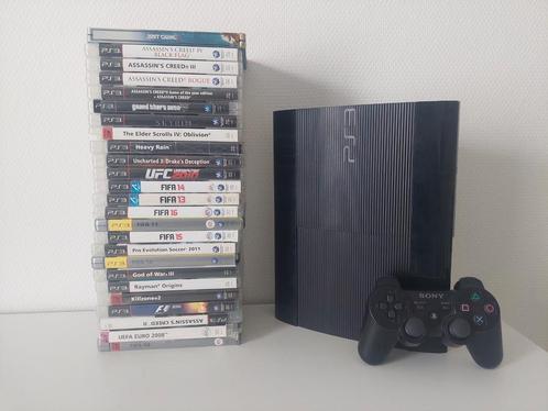 PlayStation 3 Super Slim + Controller + Games & Kabels SET, Spelcomputers en Games, Spelcomputers | Sony PlayStation 3, Zo goed als nieuw