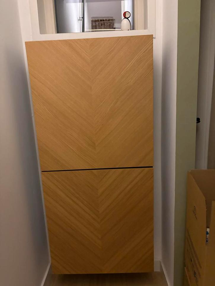 IKEA BESTÅ Wandkastcombinatie - Zwart/Eikenfineer, Huis en Inrichting, Kasten | Schoenenkasten, Zo goed als nieuw, Ophalen