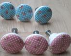 Kastknoppen porselein roze en blauw Pip Studio stijl (5x), Zo goed als nieuw, Ophalen