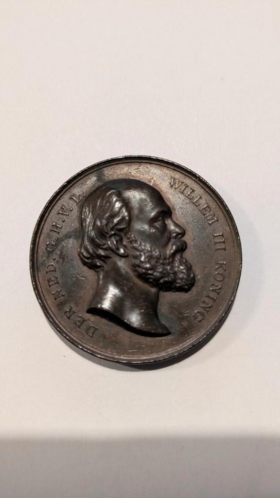 70e verjaardag van Koning Willem III, 1887, Postzegels en Munten, Penningen en Medailles, Brons, Ophalen of Verzenden