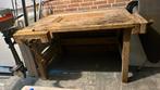 Nooitgedagt Stevige houten werkbank met 2 schroefbanken, Doe-het-zelf en Verbouw, Werkbanken, Ophalen, Gebruikt, 120 tot 170 cm