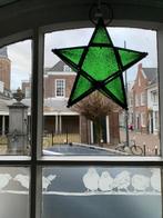 Vintage Ster glas in lood (windlicht) groen voor waxinelicht, Diversen, Kerst, Ophalen of Verzenden, Zo goed als nieuw