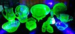 13x Antiek Anna Groen Uranium Glas oa Kan Vaas - Zie Omschr, Antiek en Kunst, Ophalen of Verzenden