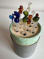 Vintage 12 Murano Glas Cocktailprikkers Bloemen Verzameling, Ophalen of Verzenden