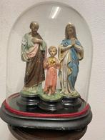 Antieke heilige familie onder ovale glazen stolp, Antiek en Kunst, Antiek | Religie, Ophalen of Verzenden