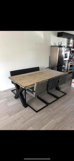 Houten tafel met x-poot 200x100, Huis en Inrichting, Tafels | Eettafels, 200 cm of meer, Zo goed als nieuw, Vijf personen of meer