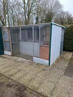 Voliére met loopgang,4 vluchten wegens beëindiging hobby., Ophalen, Gebruikt, Aluminium, Volière