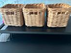 3 gevlochten houten mandjes, Ophalen, Rechthoekig, Hout