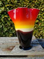 antieke grote vintage gekleurde glazen handdoek/zakdoek vaas, Antiek en Kunst, Ophalen of Verzenden