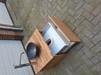 Natuurstenen waskom (30cm doorsnede) met meubel en kraan., Huis en Inrichting, Ophalen, Gebruikt, 25 tot 50 cm, Minder dan 100 cm