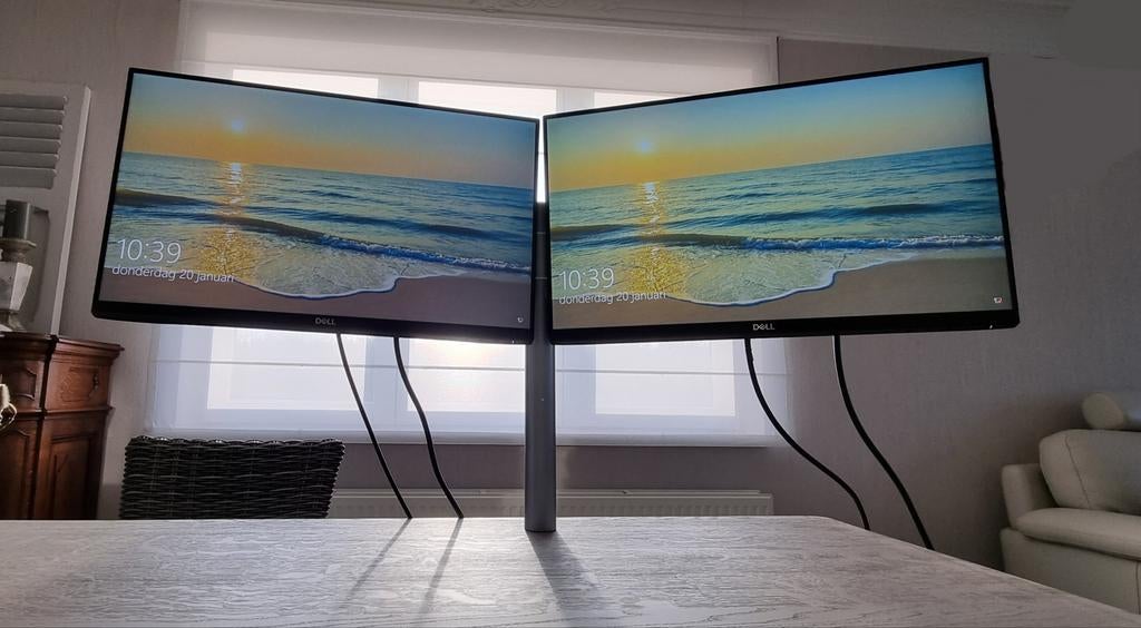 2x Dell monitor inclusief dataflex office statief, Ophalen of Verzenden, 50 Hz, Overige merken