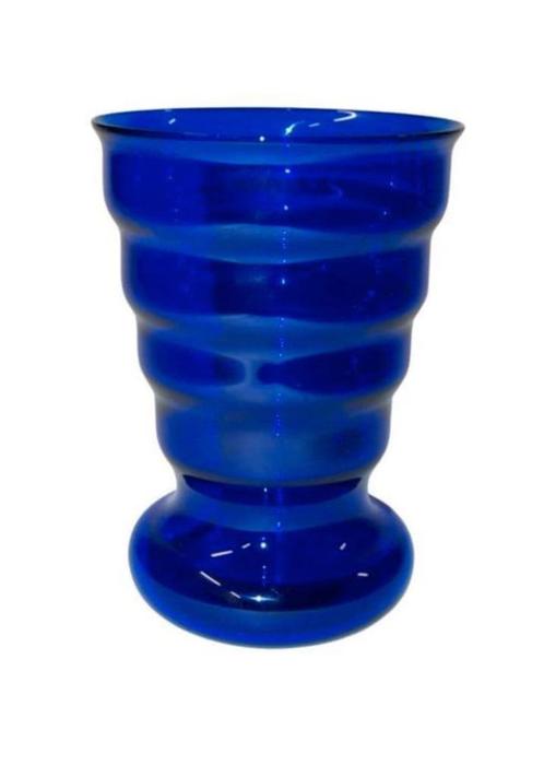 Blauwe vaas Leerdam K.P.C. de bazel glazen vaas model S 1920, Antiek en Kunst, Antiek | Vazen, Ophalen