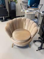 Gouden Schelstoelen - Set van 2, Minder dan 75 cm, Ophalen of Verzenden, Zo goed als nieuw, Stof