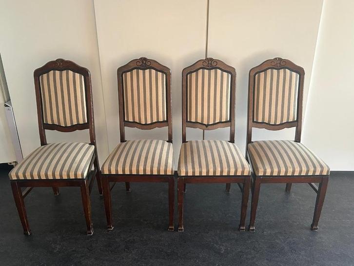 Antieke stoelen, Huis en Inrichting, Stoelen, Gebruikt, Vier, Hout, Zwart, Ophalen