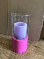 Windlicht roze incl kaars, Ophalen, Zo goed als nieuw