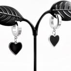 Titanium Oorringen met Zwart Hart Hanger - Dames, Sieraden, Tassen en Uiterlijk, Oorbellen, Overige materialen, Hangers, Birgitta-Gracht 33, 6465 EL Kerkrade, Nederland
