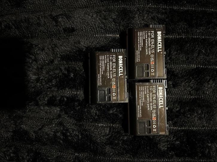 3x Bonacell EN-EL15 Li-ion Accu’s voor Nikon DSLR – 2000mAh, Audio, Tv en Foto, Fotografie | Accu's en Batterijen, Nieuw, Ophalen of Verzenden