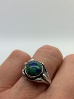 Z103 Prachtige zilveren ring blauwgroene steen maat 17,25, Ophalen of Verzenden, Zo goed als nieuw, X, Dame