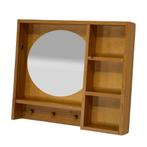 Vintage grenen pinewood spiegel met kapstok compact design, Gebruikt, Vintage, Vintage, Ophalen of Verzenden