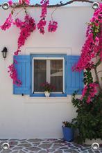Tuinverruimer-Tuinposter-Griekse Gevel Bougainville 100x150, Tuin en Terras, Tuinwanddecoratie, Verzenden, Nieuw, Good Smiling