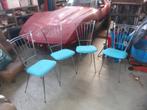 Nieuw gestoffeerd Jaren 60 souderop chromen stoelen vintage, Huis en Inrichting, Stoelen, Ophalen, Retro midcentury 50s 60s, Blauw